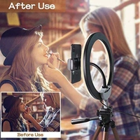 Ring Lights 10" Portable LED Selfie Lights (26cm) for Camera, Phone, TIK Tok, YouTube Video Shooting. Makeup Ring Light Foldable and Lightweight. 7 feet Long. 3 Color Modes LED Light